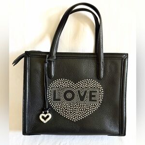 Brighton Black Tote with Silver Heart Design